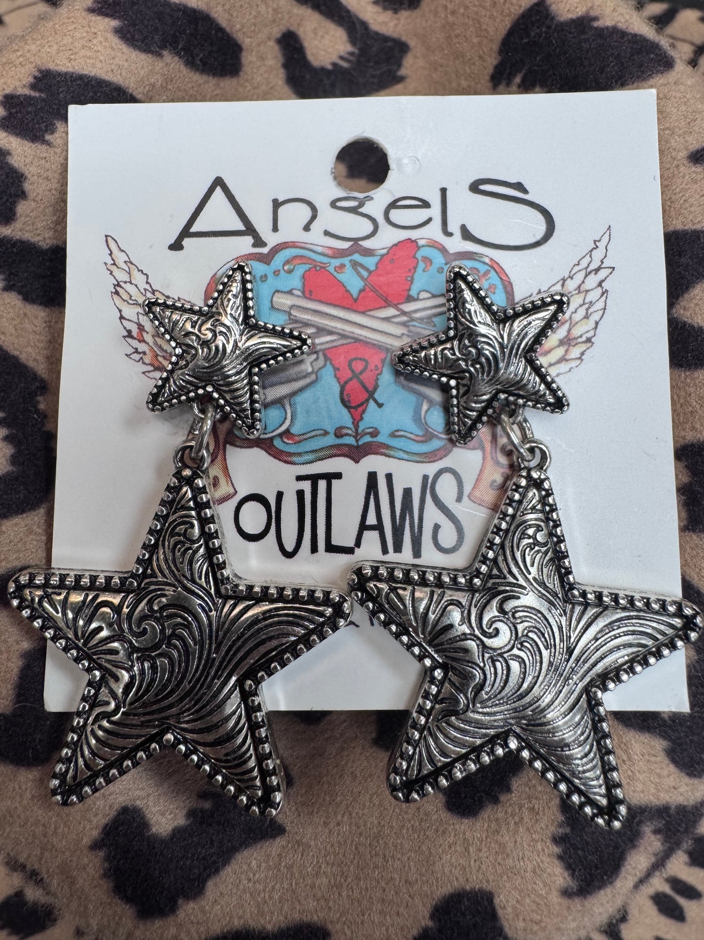 Silver Spur Star Earrings