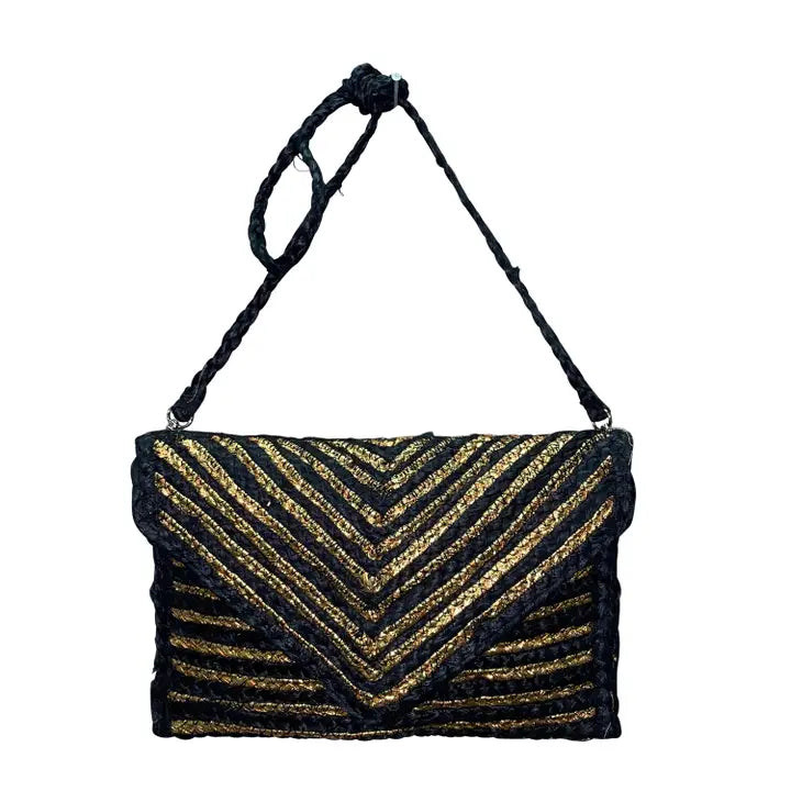 Shimmer Stripes Jute Purse
