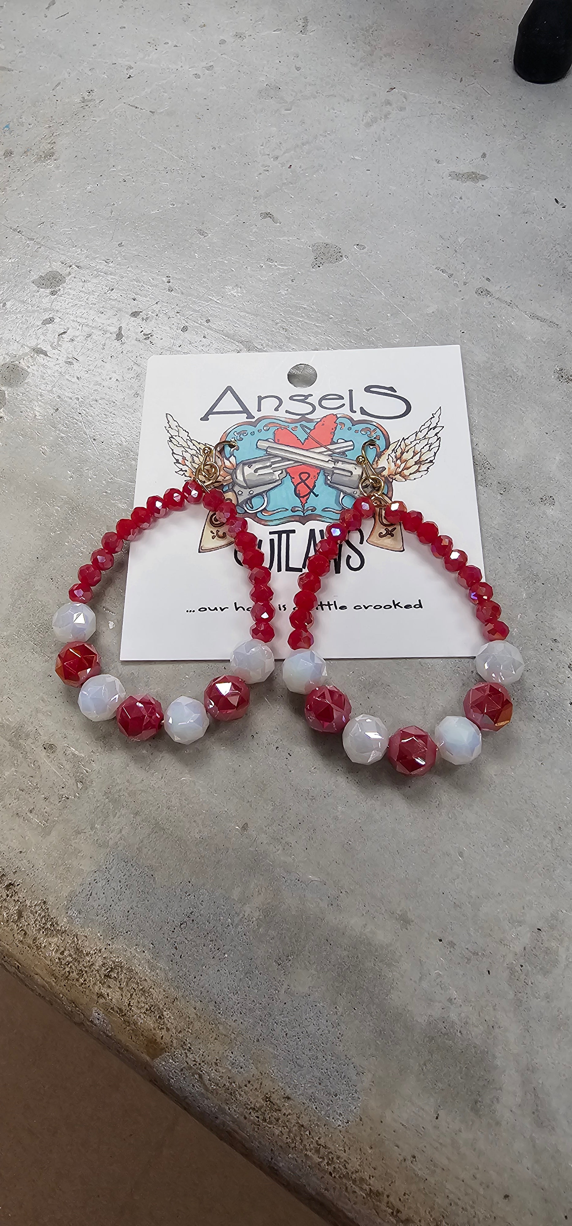 Red and White Earrings