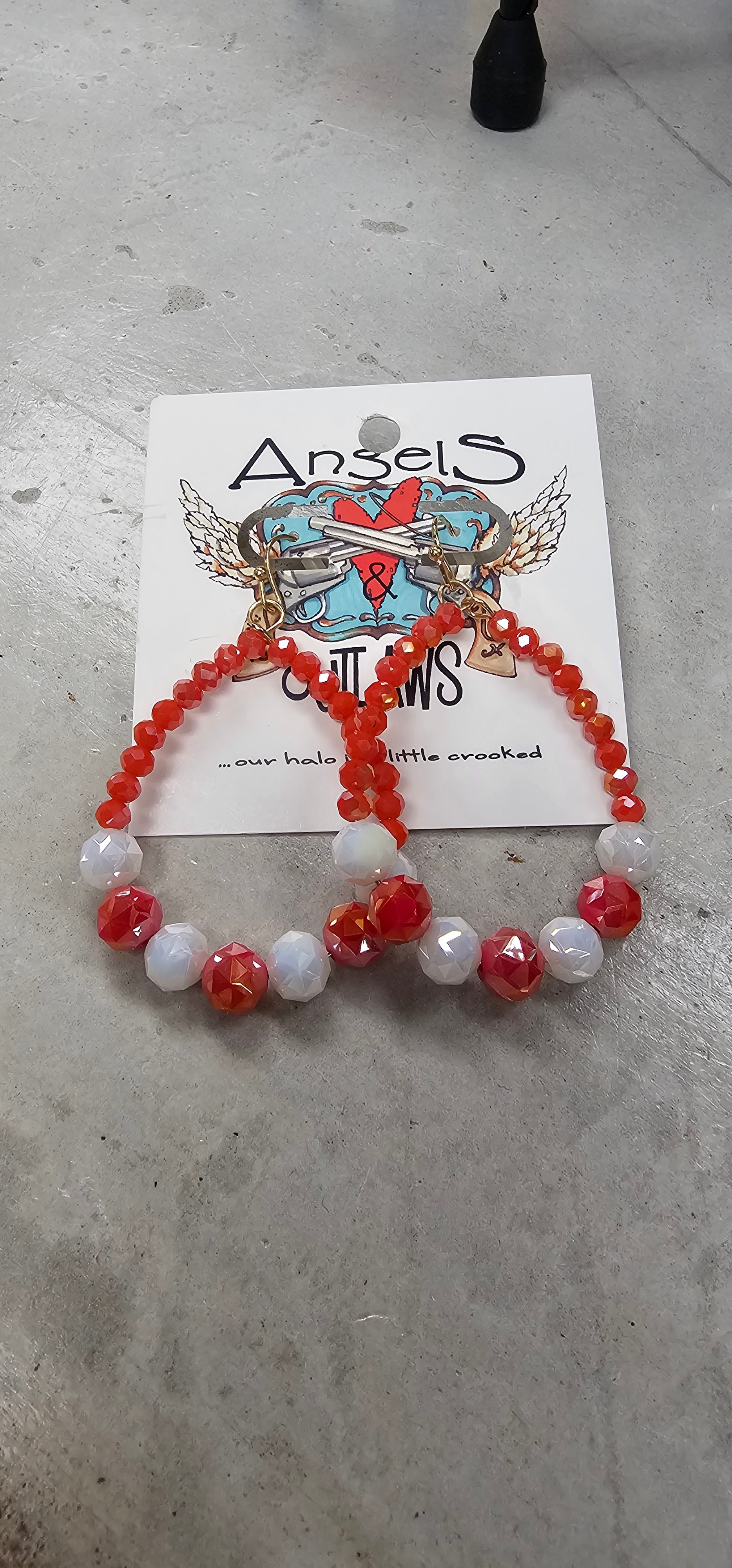 Orange ans White Earrings