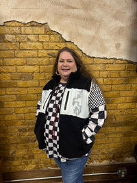 Black and White Boot Stitch Vest