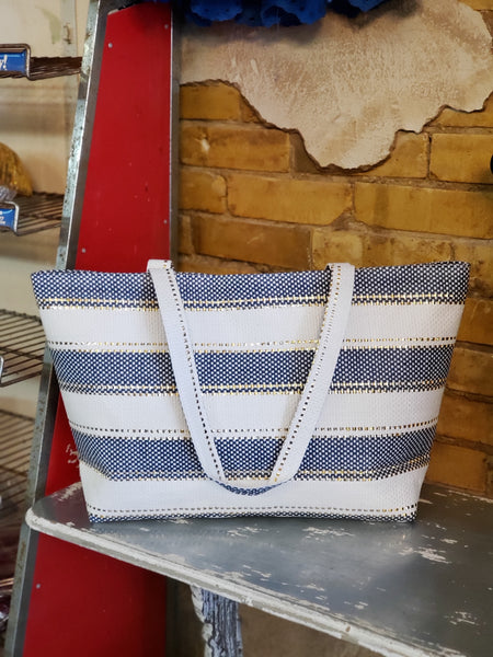 Navy and White Tote
